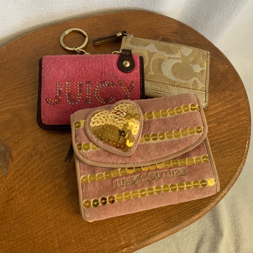 Juicy Couture Wallet Keychain Coin Purse - Pink & Gold